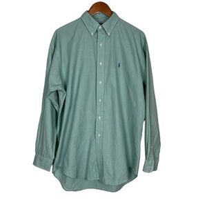 Ralph Lauren Mens Blake Shirt Medium Green Purple Check Pony Preppy Classic Long
